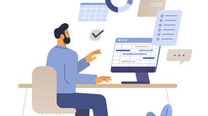 Man Office Illustration Golden