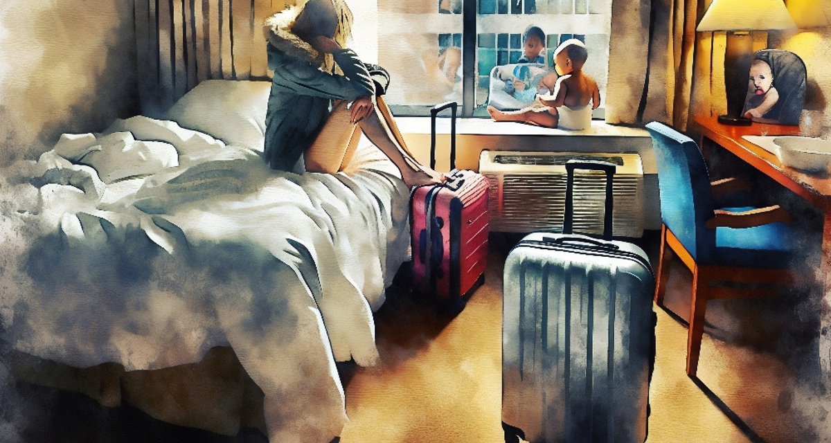 Family Temporary Accommodation Hotel Room Watercolour Unlocked
