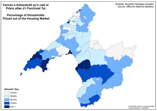 graphic showing households priced out of housing market in Wales